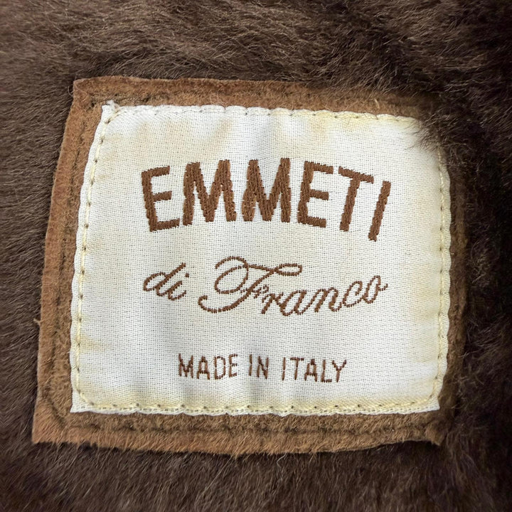 美品☆EMMETI エンメティ ファー付 ZIP UP ロング丈 ムートン切替 ダウンコート ムートンコート ブラウン 38 イタリア製 レディース
