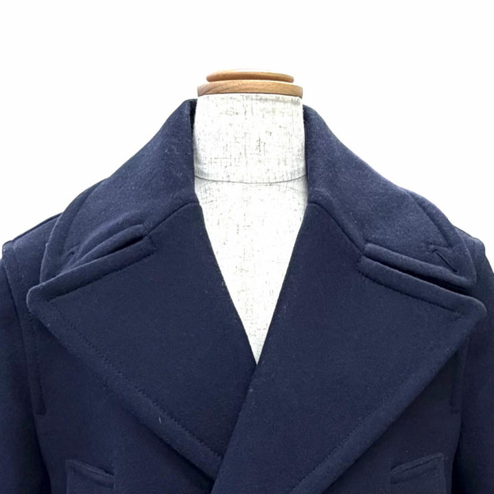 極美品△BOTTEGAVENETA ボッテガヴェネタ 2022年製 711299 ウール ダブルブレスト コート ネイビー 34 イタリア製 正規品 レディース