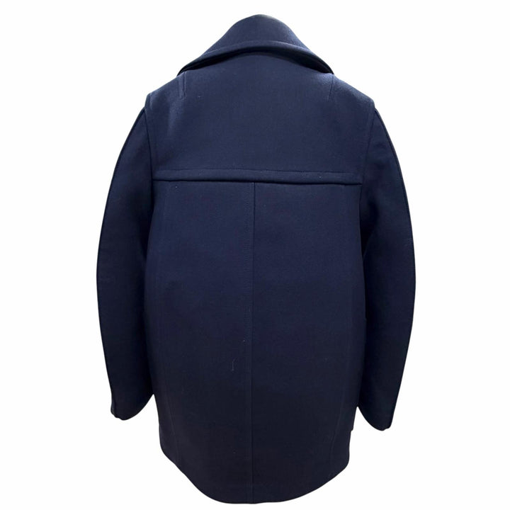 極美品△BOTTEGAVENETA ボッテガヴェネタ 2022年製 711299 ウール ダブルブレスト コート ネイビー 34 イタリア製 正規品 レディース