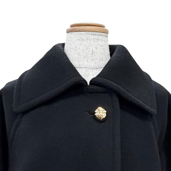 極美△PATOU パトゥ CO0230183999B ウール カシミヤブレンド リブウエスト クロップドコート ジャケット ブラック 34 正規品 レディース