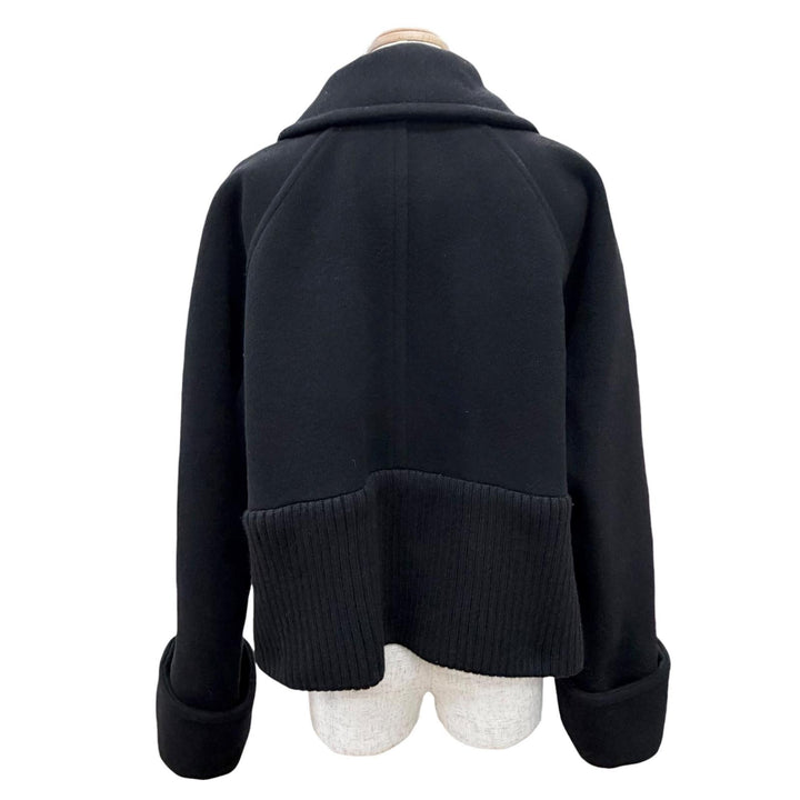 極美△PATOU パトゥ CO0230183999B ウール カシミヤブレンド リブウエスト クロップドコート ジャケット ブラック 34 正規品 レディース