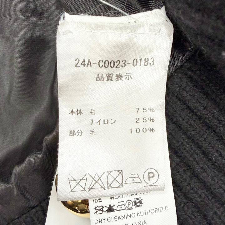 極美△PATOU パトゥ CO0230183999B ウール カシミヤブレンド リブウエスト クロップドコート ジャケット ブラック 34 正規品 レディース
