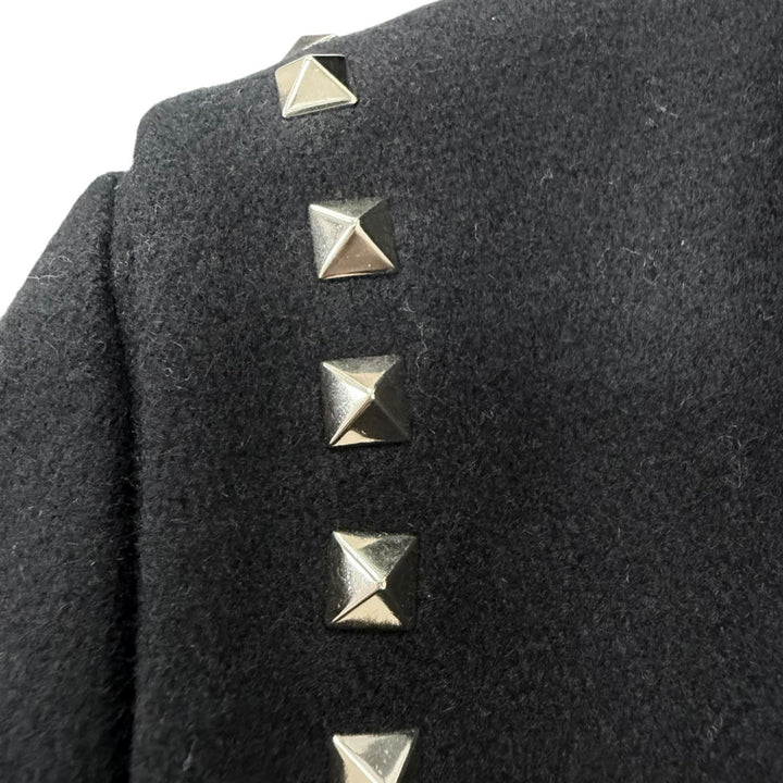 美品□VALENTINO ヴァレンティノ NV3CK0123SC ウール100％ ロックスタッズ トグルボタン ダッフルコート ブラック 46 イタリア製 正規品