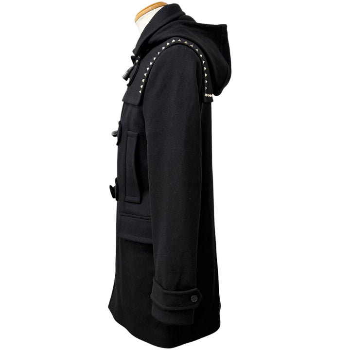 美品□VALENTINO ヴァレンティノ NV3CK0123SC ウール100％ ロックスタッズ トグルボタン ダッフルコート ブラック 46 イタリア製 正規品