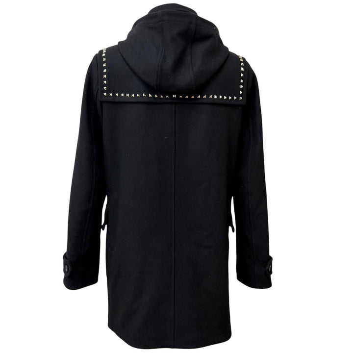 美品□VALENTINO ヴァレンティノ NV3CK0123SC ウール100％ ロックスタッズ トグルボタン ダッフルコート ブラック 46 イタリア製 正規品