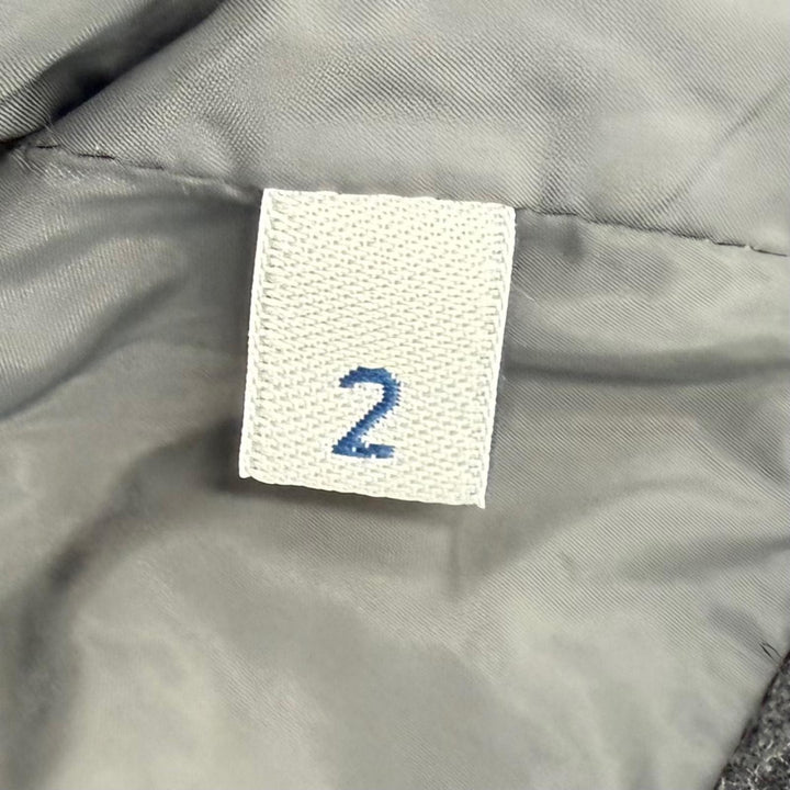 極美品▼MONCLER モンクレール VILAINE ウール100% ファー付き ロゴ入りボタン フーデッド ダウンジャケット グレー 2 正規品 メンズ