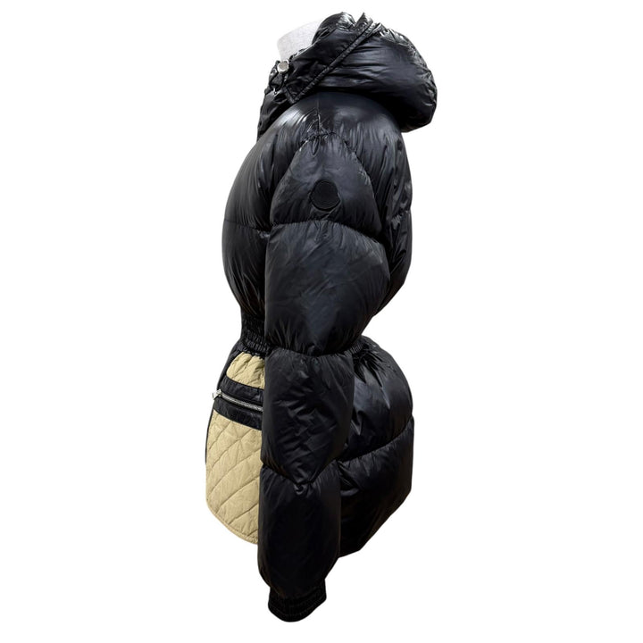 極美品☆MONCLER GENIUS 2 モンクレール ジーニアス 2 PATRICIA ロゴワッペン・フード付 ダウンコート ブラック ベージュ 00 伊製 正規品