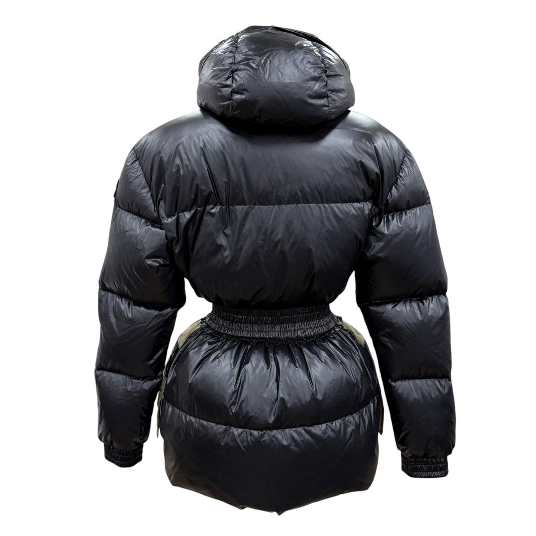 極美品☆MONCLER GENIUS 2 モンクレール ジーニアス 2 PATRICIA ロゴワッペン・フード付 ダウンコート ブラック ベージュ 00 伊製 正規品