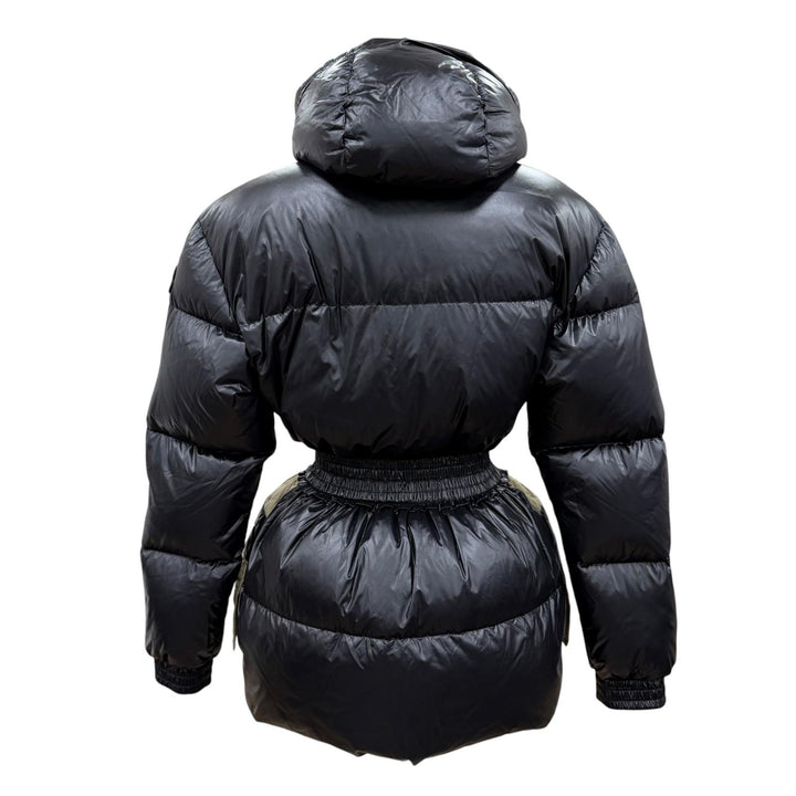 極美品☆MONCLER GENIUS 2 モンクレール ジーニアス 2 PATRICIA ロゴワッペン・フード付 ダウンコート ブラック ベージュ 00 伊製 正規品