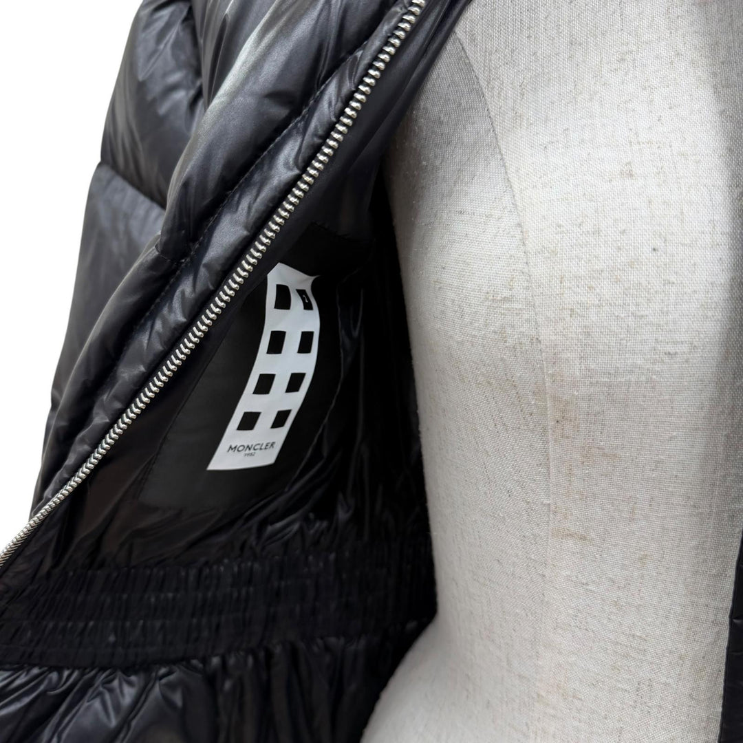 極美品☆MONCLER GENIUS 2 モンクレール ジーニアス 2 PATRICIA ロゴワッペン・フード付 ダウンコート ブラック ベージュ 00 伊製 正規品