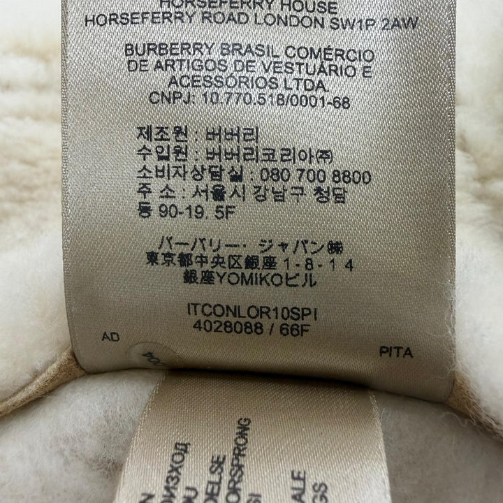 極美品☆BURBERRY バーバリー 4028088 シープスキン ラムレザー ロゴボタン ムートンコート ベージュ 38 イタリア製 正規品 レディース