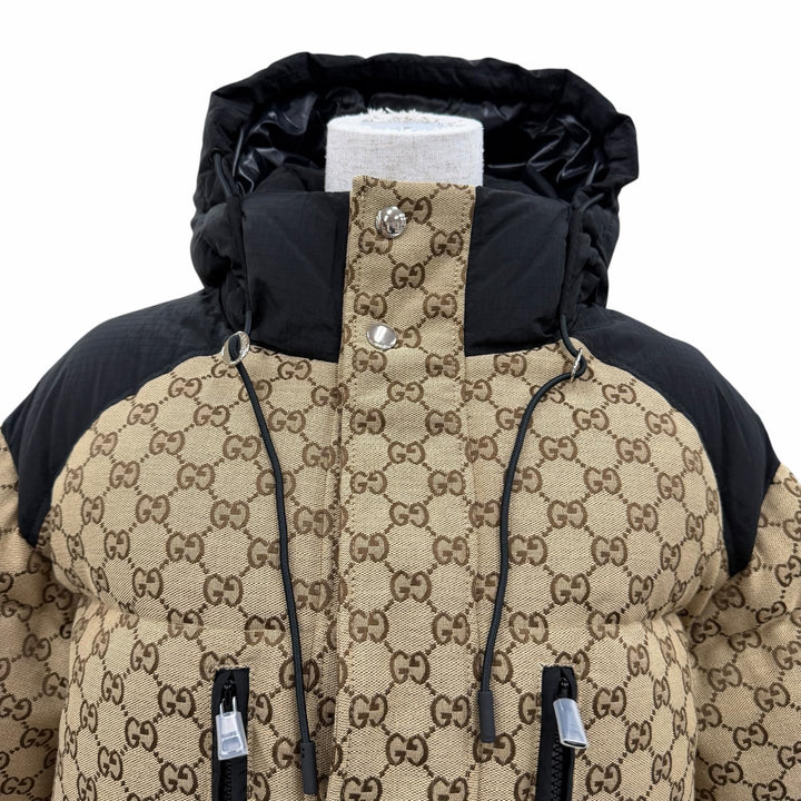 未使用品☆GUCCI グッチ 761698 GGキャンバス ボンバージャケット ダウンジャケット ブラウン 34 伊製 正規品 レディース ハンガー付