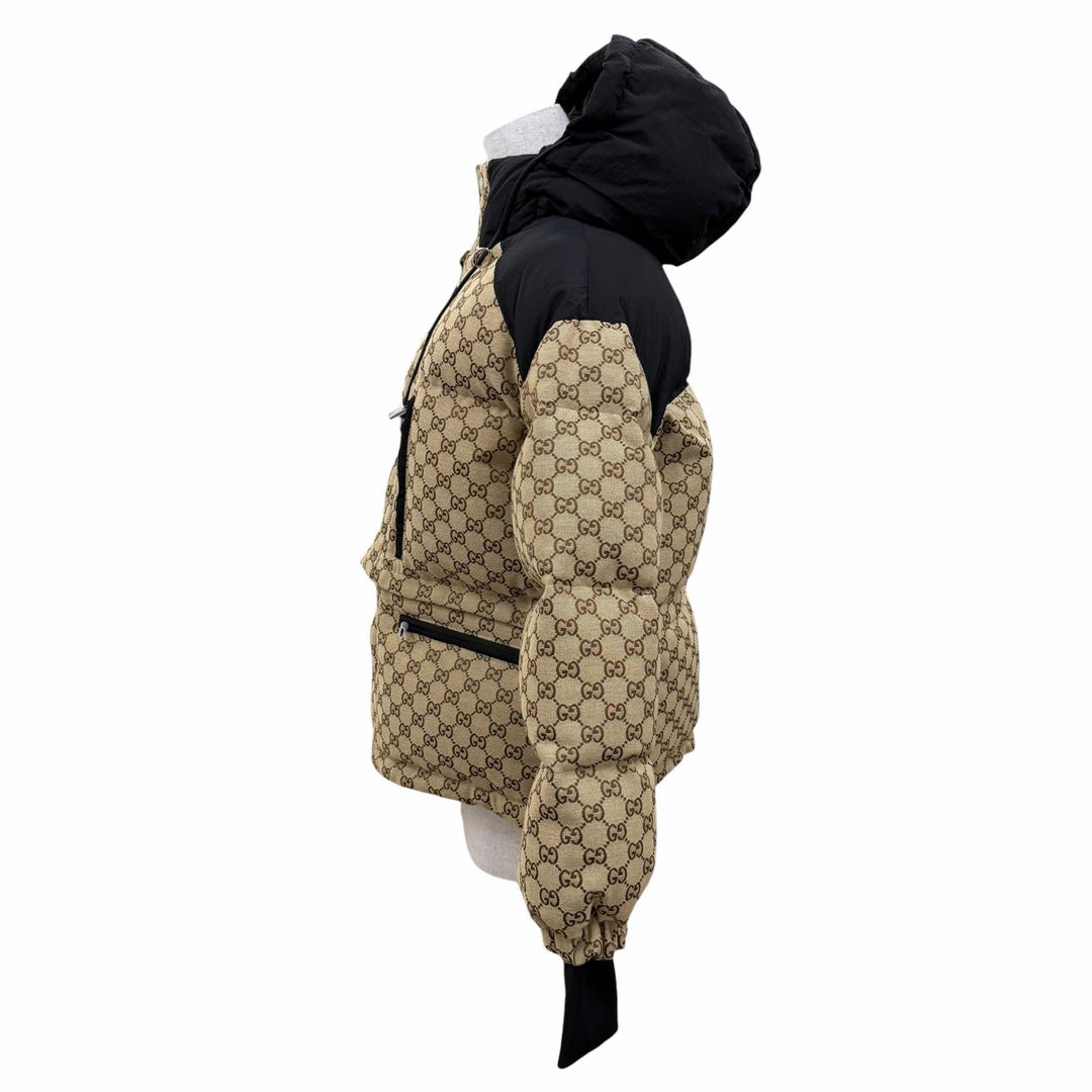未使用品☆GUCCI グッチ 761698 GGキャンバス ボンバージャケット ダウンジャケット ブラウン 34 伊製 正規品 レディース ハンガー付
