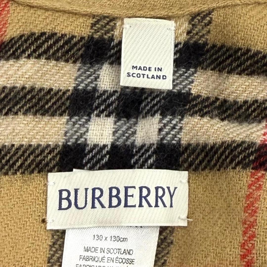 極美品★BURBERRY バーバリー 8071673 ST SLD TO VTG CHK CP ウール100％ リバーシブル ノバチェック柄 ケープ 130×130cm 正規品 箱付き