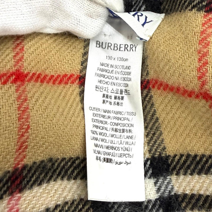 極美品★BURBERRY バーバリー 8071673 ST SLD TO VTG CHK CP ウール100％ リバーシブル ノバチェック柄 ケープ 130×130cm 正規品 箱付き