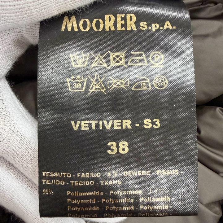 美品△MOORER ムーレー VETIVER ファー付き ジップアップ ダウンコート ネイビー 38 イタリア製 正規品 レディース ハンガー付き