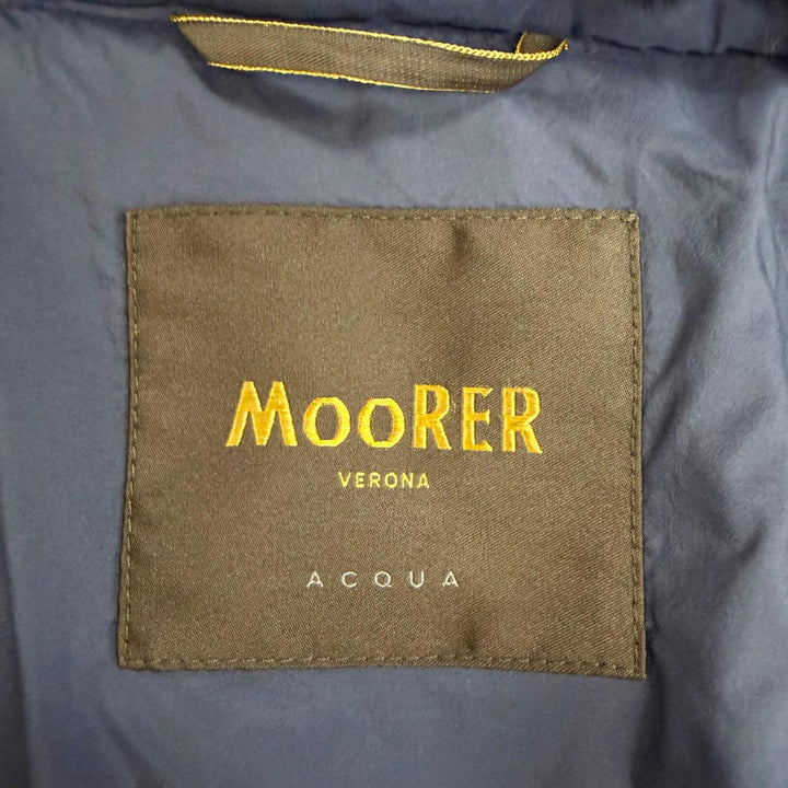 美品△MOORER ムーレー VETIVER ファー付き ジップアップ ダウンコート ネイビー 38 イタリア製 正規品 レディース ハンガー付き