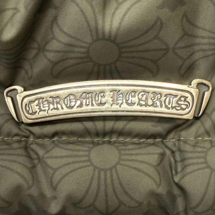 極美品□CHROME HEARTS クロムハーツ CH Plus Stiff Down Jacket 総柄 クロスボールボタン ダガージップ ダウンジャケット XL イタリア製