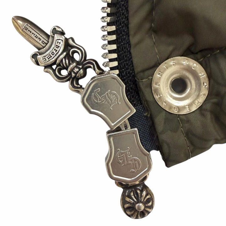 極美品□CHROME HEARTS クロムハーツ CH Plus Stiff Down Jacket 総柄 クロスボールボタン ダガージップ ダウンジャケット XL イタリア製