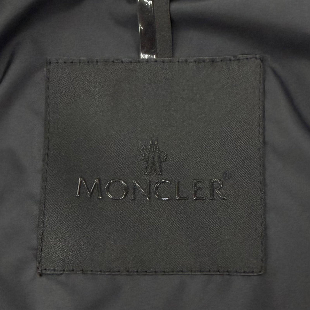 極美品▼MONCLER モンクレール 2023年製 AIRE ロゴワッペン付き フード入り ハーフジップ ジレ ダウンベスト ブラック 3 正規品 メンズ