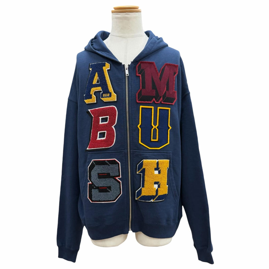【ドンドン見直し】美品 ▼AMBUSH アンブッシュ 24AW 12115453 ロゴパッチ フーデッド ジップアップ パーカー ブルー S 正規品 メンズ