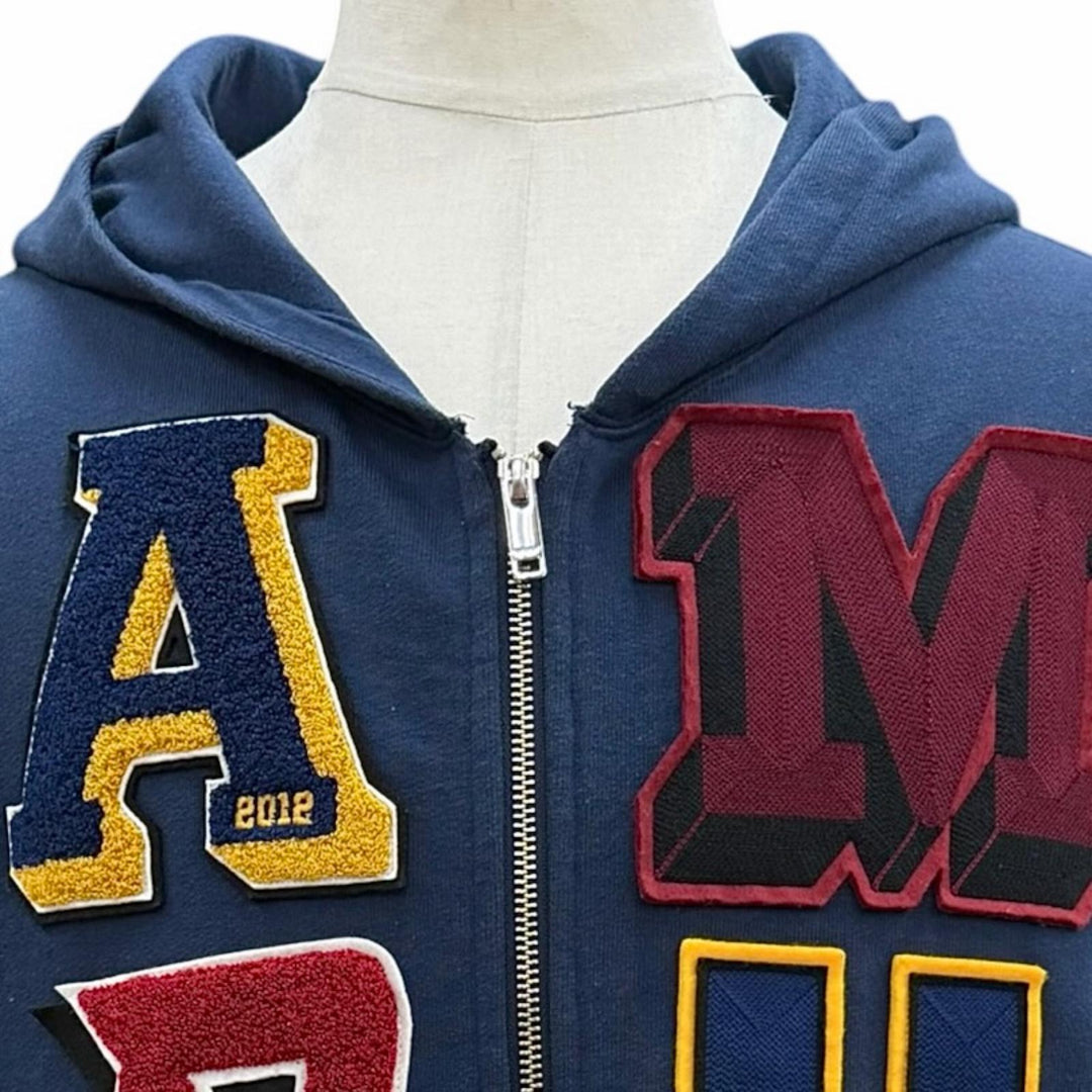 【ドンドン見直し】美品 ▼AMBUSH アンブッシュ 24AW 12115453 ロゴパッチ フーデッド ジップアップ パーカー ブルー S 正規品 メンズ