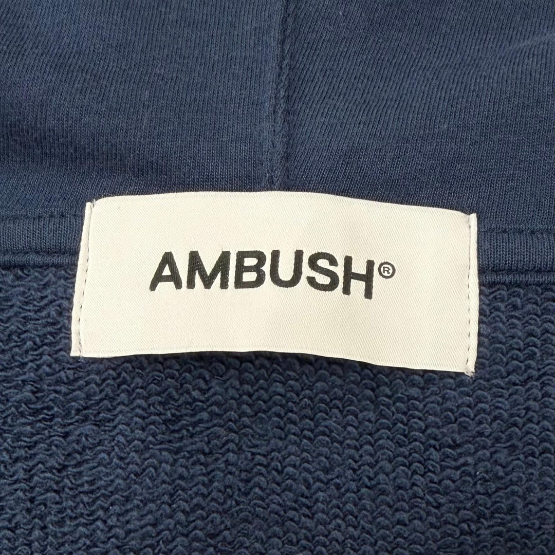 【ドンドン見直し】美品 ▼AMBUSH アンブッシュ 24AW 12115453 ロゴパッチ フーデッド ジップアップ パーカー ブルー S 正規品 メンズ