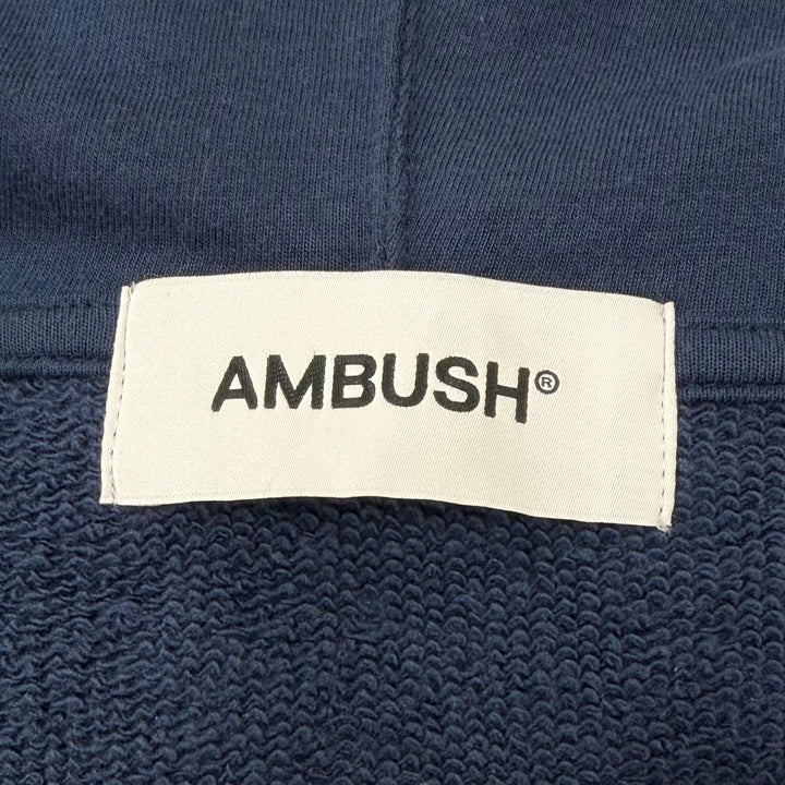 【ドンドン見直し】美品 ▼AMBUSH アンブッシュ 24AW 12115453 ロゴパッチ フーデッド ジップアップ パーカー ブルー S 正規品 メンズ