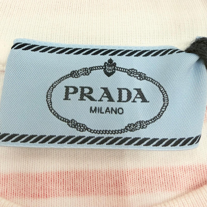 未使用品☆PRADA プラダ 3590A S221 103D トライアングルロゴ ボーダー クルーネック 半袖Ｔシャツ レッド ホワイト XS 伊製 正規品