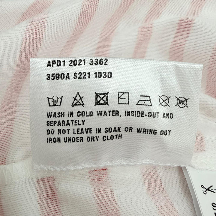 未使用品☆PRADA プラダ 3590A S221 103D トライアングルロゴ ボーダー クルーネック 半袖Ｔシャツ レッド ホワイト XS 伊製 正規品