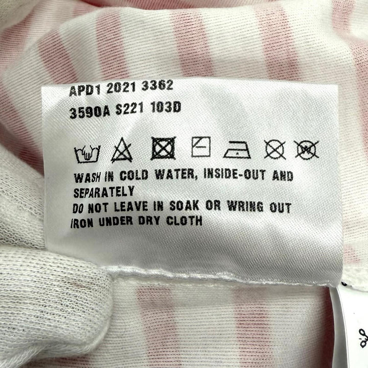 未使用品★PRADA プラダ 3590A S221 103D コットン100％ トライアングルロゴ ボーダー クルーネック 半袖Ｔシャツ 赤 白 S 正規品