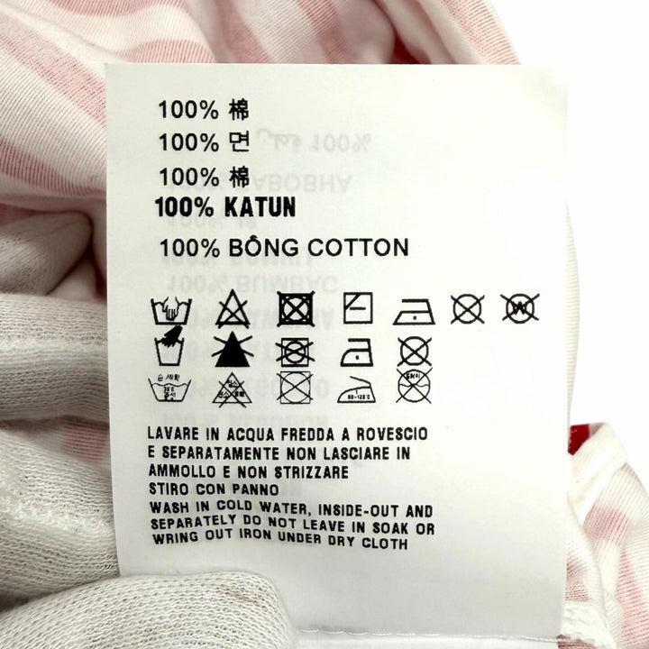 未使用品★PRADA プラダ 3590A S221 103D コットン100％ トライアングルロゴ ボーダー クルーネック 半袖Ｔシャツ 赤 白 S 正規品