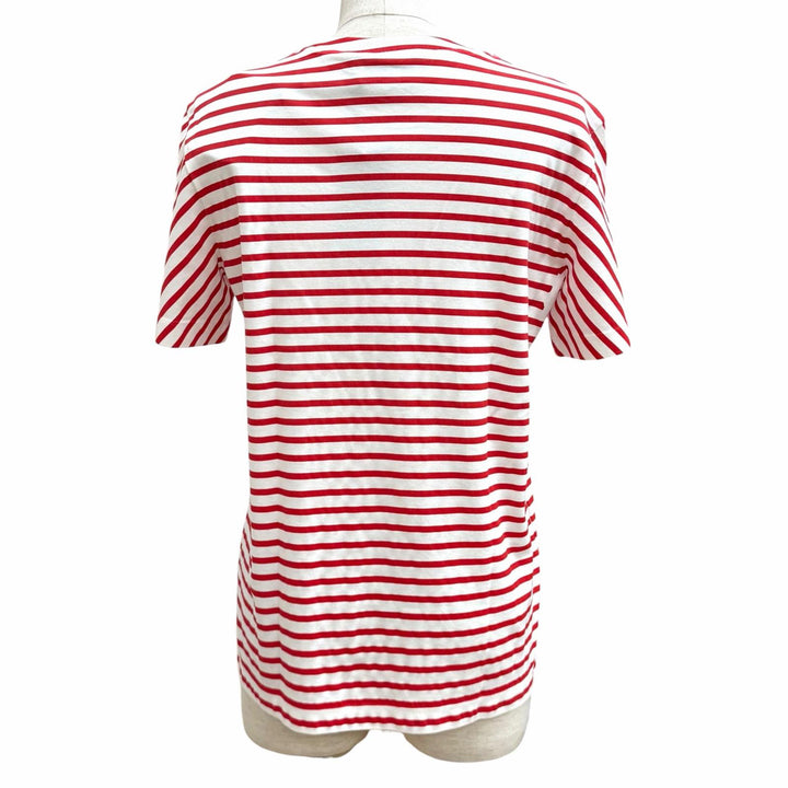 未使用品★PRADA プラダ 3590A S221 103D コットン100％ トライアングルロゴ ボーダー クルーネック 半袖Ｔシャツ 赤 白 XS 正規品