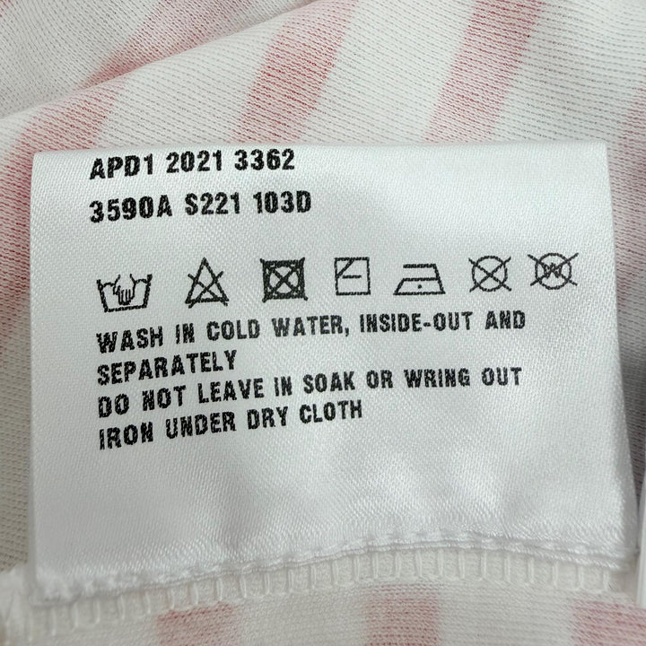 未使用品☆PRADA プラダ 3590A S221 103D コットン トライアングルロゴ ボーダー クルーネック 半袖Ｔシャツ レッド ホワイト S 正規品
