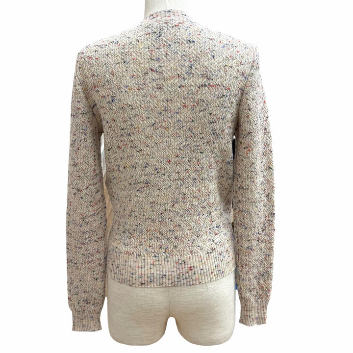 極美品★CHANEL シャネル 25A P79974K11525 ウール混 ココマーク フラワーボタン クルーネック ニット カーディガン マルチ 36 正規品