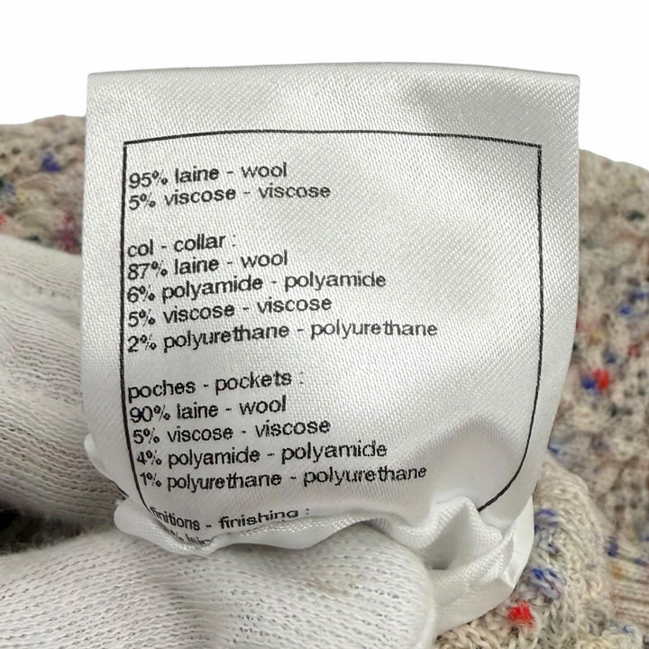 極美品★CHANEL シャネル 25A P79974K11525 ウール混 ココマーク フラワーボタン クルーネック ニット カーディガン マルチ 36 正規品
