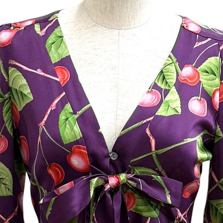 未使用品★JOHN GALLIANO ジョンガリアーノ 2003AW VR7615 67737 チェリープリント シルク100％ ミニドレス トップス 38 伊製 正規品