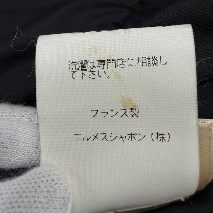 美品☆HERMES エルメス ヴィンテージ LES FERES DU ROI SOLEIL 太陽王の祝典 シルク100％ スウェードレザー 中綿入 ベスト 黒 38 正規品