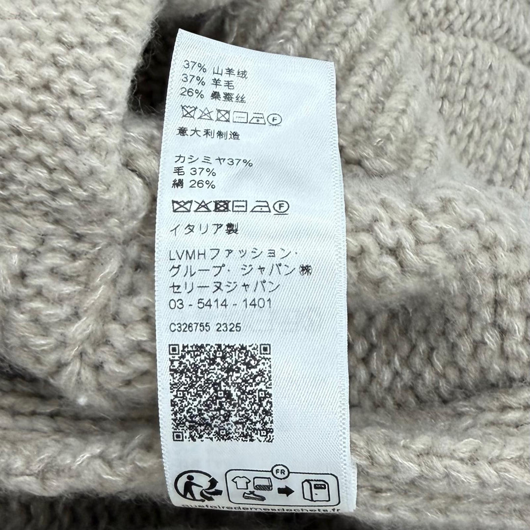極美品★CELINE セリーヌ 2AJ36086U カシミヤ シルク混 オーバーサイズ ロゴボタン ケーブル編み ニット カーディガン XS 伊製 正規品