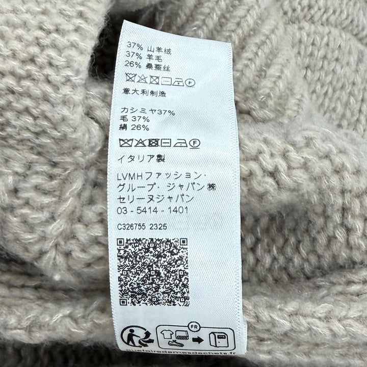 極美品★CELINE セリーヌ 2AJ36086U カシミヤ シルク混 オーバーサイズ ロゴボタン ケーブル編み ニット カーディガン XS 伊製 正規品