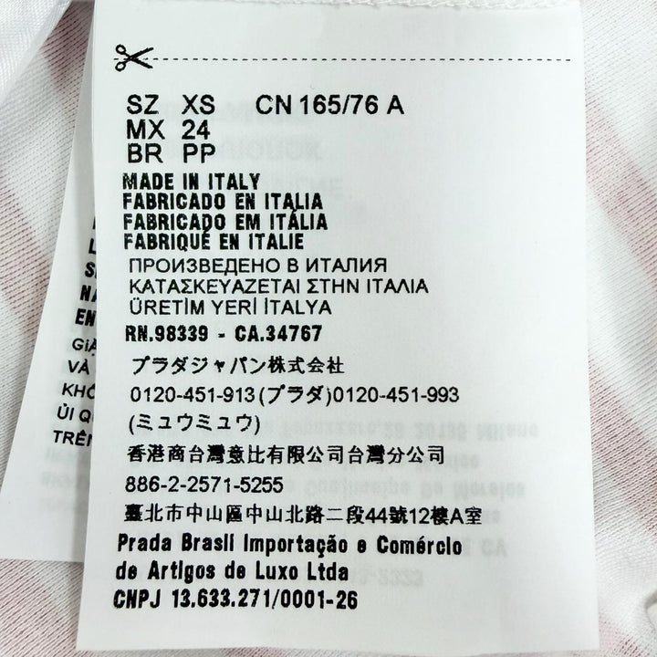 未使用品△PRADA プラダ 3590A S221 103D コットン100％ トライアングルロゴ ボーダー クルーネック 半袖Ｔシャツ 赤 白 XS 伊製 正規品