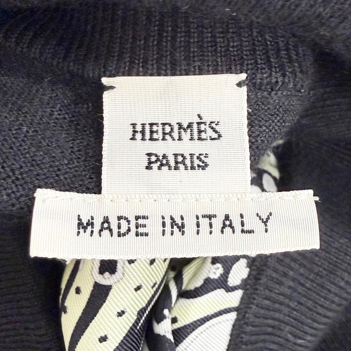 極美品△HERMES エルメス 22AW 2H2826DS HARNAIS DE COUR BANDANA 宮廷の馬具 シルク カシミヤ ツイルレーヌ 半袖ニット 36 伊製 正規品