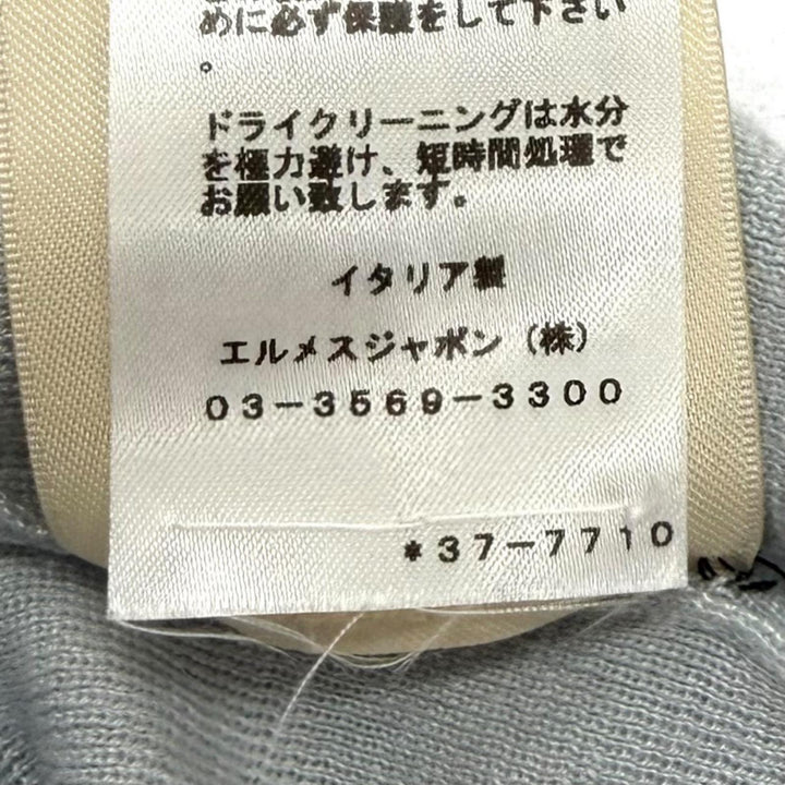 極美品★HERMES エルメス 23AW 3H2632D6 カシミヤ シルク混 エクスリブリス ロゴボタン 長袖 ニット ライトブルー 38 イタリア製 正規品