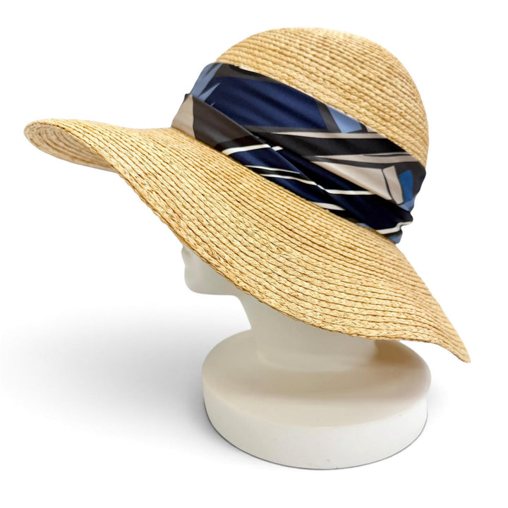 極美品△HERMES エルメス 2992 SEA SURF AMD FUN ラフィア100％ シルク使い ストローハット 麦わら帽子 ナチュラル 57 伊製 正規品 箱付