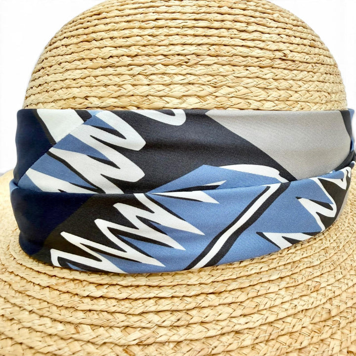 極美品△HERMES エルメス 2992 SEA SURF AMD FUN ラフィア100％ シルク使い ストローハット 麦わら帽子 ナチュラル 57 伊製 正規品 箱付