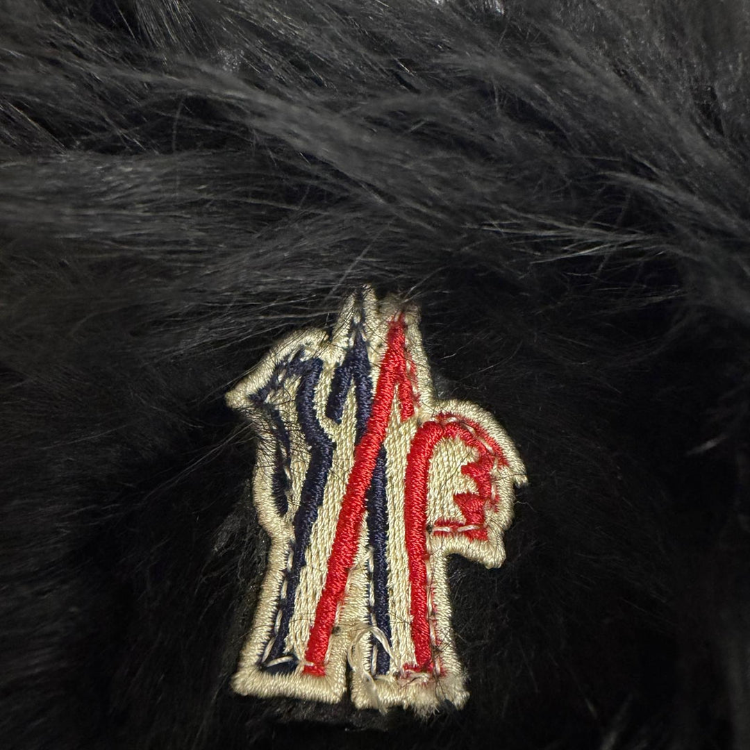 極美品□MONCLER モンクレール 2024年製 CARADOC ロゴワッペン エコファー レザー トートバッグ ブラック イタリア製 正規品 メンズ