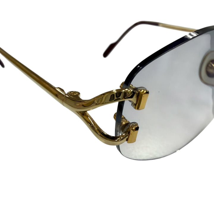 美品▼Cartier カルティエ 2C デコール ツーポイント リムレス グラデーションレンズ ロゴ金具付き アイウェア サングラス □20 135 度入