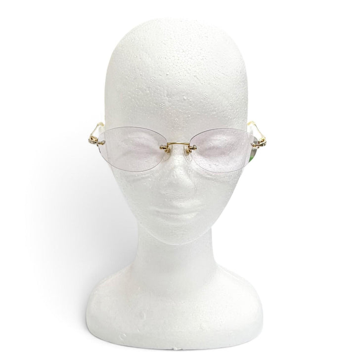 美品△Chopard ショパール K18 ラインストーン ツーポイント リムレス カラーレンズ メガネ アイウェア 53□17 135 度入り 重量25.45g
