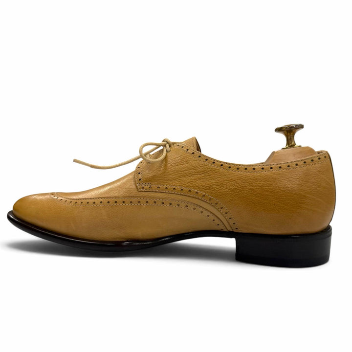 未使用品▼GIORGIO ARMANI ジョルジオアルマーニ Uチップ レースアップ レザーシューズ ベージュ 40 イタリア製 メンズ 保存袋付き