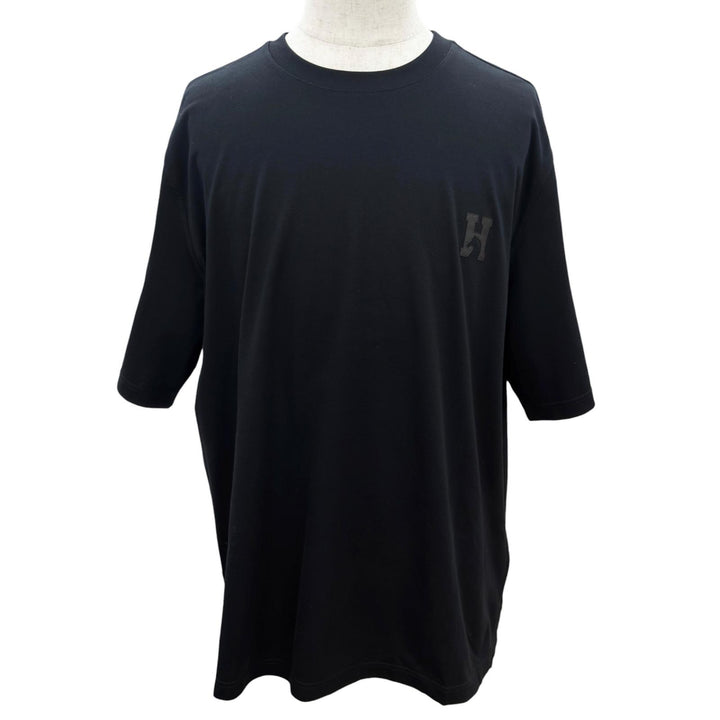 極美品●HERMES エルメス 26SS H657800HA コットン100% アッシュヴァル クルーネック 半袖Ｔシャツ ブラック L イタリア製 正規品 メンズ